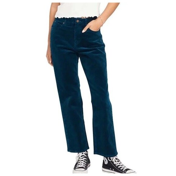 Volcom Stoned Straight Jeans Women's Casual Corduroy Pants Midnight Green 31x27 - Picture 1 of 5